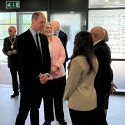 Prince William arrives at a Rowley Regis High School