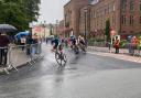 Cyclists zoom past the council house in Dudley