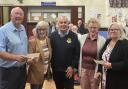 L-r - Songsters chairperson Ken Crane, Alison Littleford from New Cross Prostate Cancer Support Group, Steve Waltho, Songsters president Anne Hodkinson and chairperson of Access in Dudley - Tina Boothroyd.