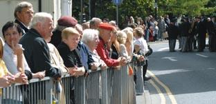 Townsfolk turned out in their hundreds to pay their respects along Queensway. (Buy photo: 331043M).