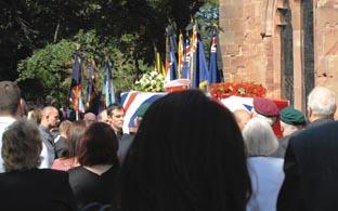 The coffin is carried into St John the Baptist Church, Halesowen. (Buy photo: 331045M).