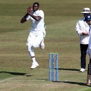 Worcestershire's Alzarri Joseph in bowling action during Derbyshire v Worcestershire, Day One of the County Championship Group One game.
The Incora County Ground, Nottingham Rd, Derby DE21 6DA
Picture by James Marsh. 9.4.21.
Contact +447860 461617