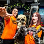 Pictured is the latest edition to Merry Hill shopping centre and the largest Halloween store in Europe, Halloween House!  Pictured are employees L-R Alex Yeates and Jasmine Wilson from the store. Picture by Shaun Fellows / Shine Pix Ltd