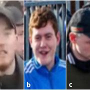 Police would like to speak with these three men in connection with an incident at a football game