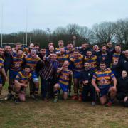 Old Halesonians celebrate promotion. Picture: OHRFC