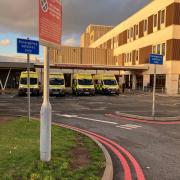 Ambulances waiting outside the Emergency Department at Russells Hall Hospital