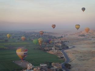 An unforgettable hot air balloon ride over the Valley of the Kings at Luxor, Egypt.
