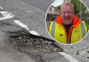 Pothole, and Cllr Damian Corfield - Dudley Council’s cabinet member for highways and environmental services