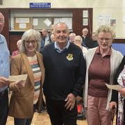 L-r - Songsters chairperson Ken Crane, Alison Littleford from New Cross Prostate Cancer Support Group, Steve Waltho, Songsters president Anne Hodkinson and chairperson of Access in Dudley - Tina Boothroyd.