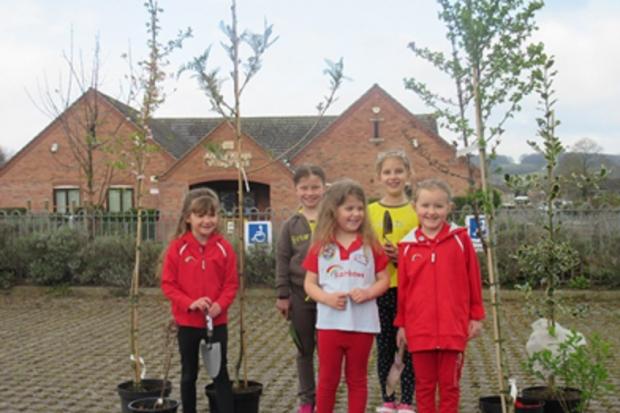 The hall recently organised a tree planting day with local rainbow and brownie groups to improve the appearance of the site