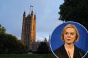 Westminster and (inset) Liz Truss. Pics - PA