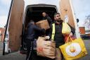 Volunteers at Bearded Broz community project drop off zone in Smethwick, prepare donations to send to earthquake-hit Turkey and Syria. Pic: Jacob King/PA Wire