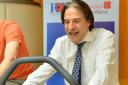 James Morris MP taking part in the fundraising static bike ride