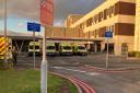 Ambulances waiting outside the Emergency Department at Russells Hall Hospital