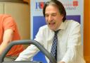 James Morris MP taking part in the fundraising static bike ride