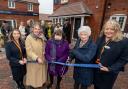 Margaret Harding, Brenda Osbourn and Val Mills from Romsley and Hunnington History Society help open the showhome at Harvino with Bellway sales advisors Lauren Hill, left, and Tina Walker, right.