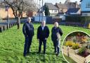 Left to right: Mark Murphy managing director of Blackheath Products, Councillor Stuart Henley and Kevin Davies MD of J F Hunt on the area of grassland on Fairfield Road, Halesowen