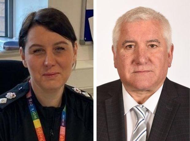Halesowen News: Chief Supt Kim Madill, left, Cllr Patrick Harley - leader of Dudley Council - right.