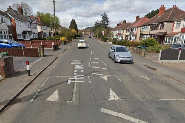 A one-way system is in operation on a stretch of Throne Road in Rowley Regis. Image: Google Maps.