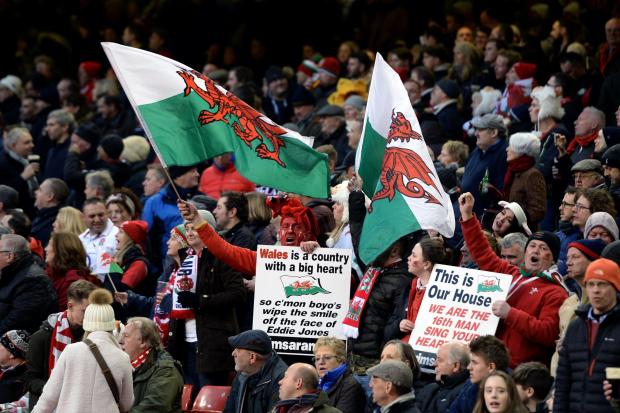 Wales rugby fans in the stands