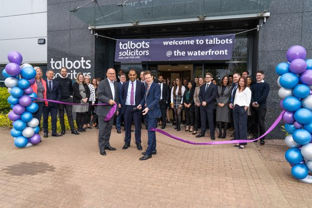 L-r - Keith Yates, Prayag Patel (both Talbots Law) with Andy Street at the official Waterfront opening