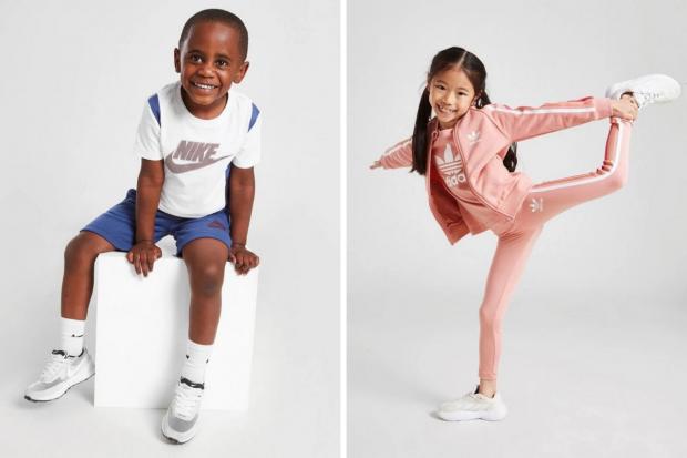 Halesowen News: (Left) Nike Hybrid T-Shirt/Shorts Set and (right) adidas Originals Tri Stripe Tracksuit (JD Sports/Canva)