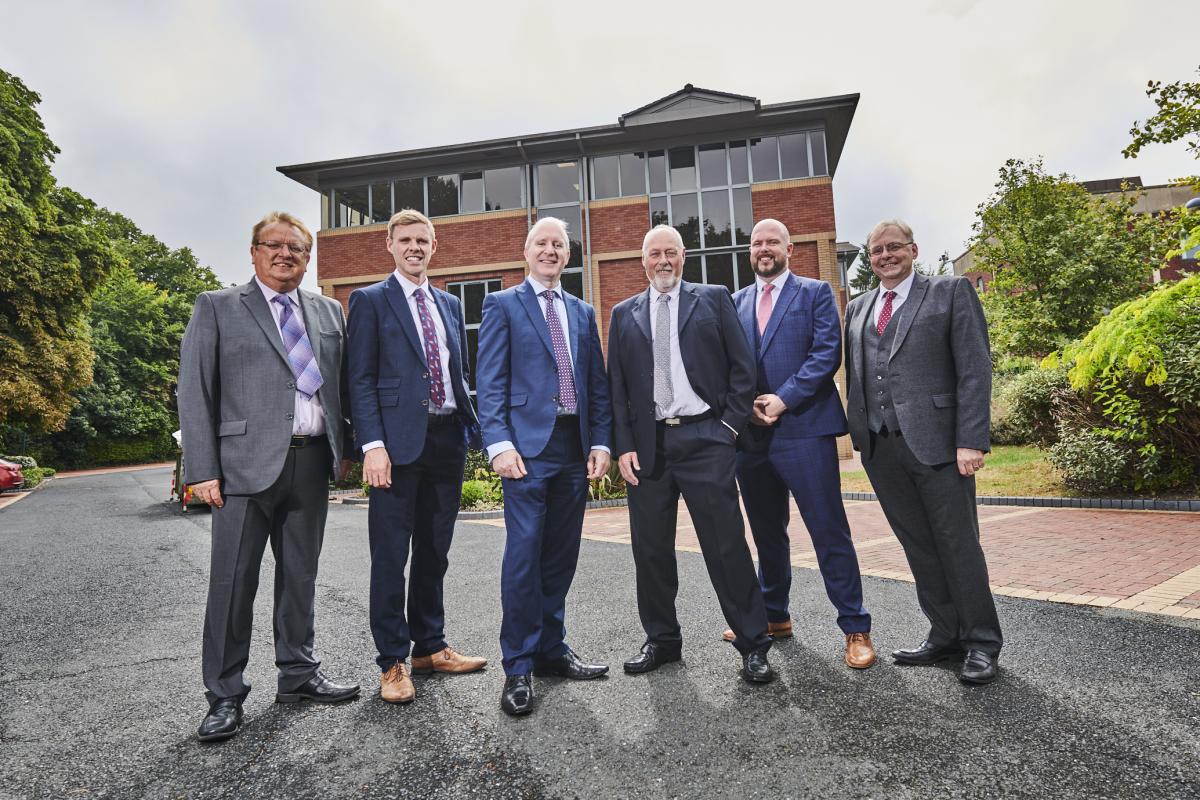 Pictured are Jerroms directors Tony Seaton (left), Tom May and Richard Horton with Gary New, Chris Casey and Martin Bradley  who are director of Dudley company GCN