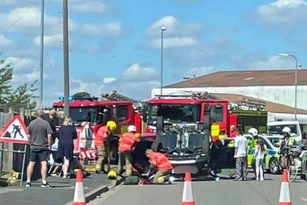Live updates as emergency services rush to car on roof crash in Worcester