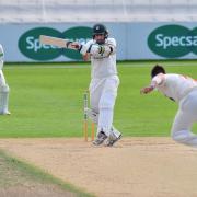Action from day 2 of Worcestershire's Specsavers Division 2 Championship match against Glamorgan at New Road, Worcester......Daryl Mitchell smashes a Smith delivery for 4...Pic Jonathan Barry 11.9.19.