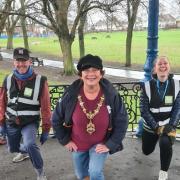 The Mayor of Dudley with Park Active volunteers Richard Hale and Emma Jackson