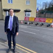 James Morris MP at the spot where the road is closed