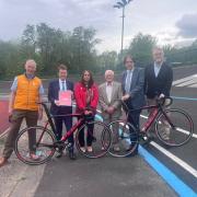 James Morris MP at Halesowen Cycling Club with David Viner, Andy Street and representatives of Sport England