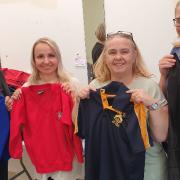 Uniform swap volunteers councillor Hilary Bills, Zuzana Polachova, Donnella Russell and Nina Marriott