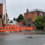 The entrance to Highfield Road is blocked after a crash left a building unsafe. Picture: Local Democracy Reporting Service/Martyn Smith