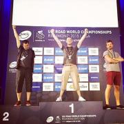 Steve, Greg and Richard enjoy that podium feeling at UCI