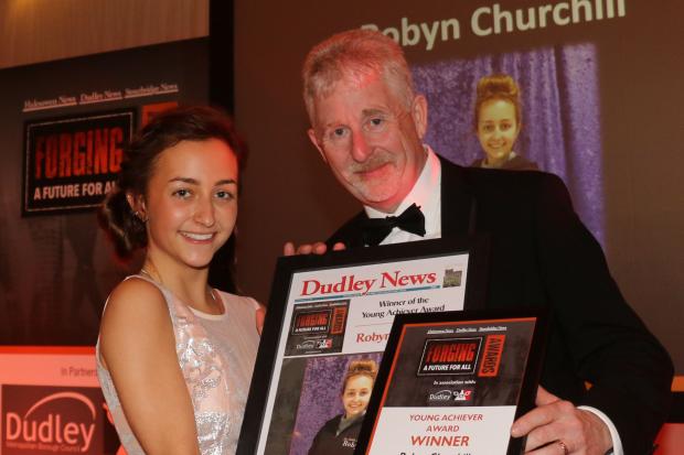 Winner of the Young Achiever award Robyn Churchill with principal of Dudley College Lowell Williams